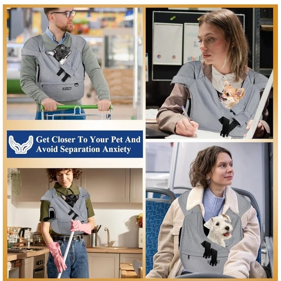 Pets Dog Carrier Sling in Gray by Abrand - Picture 5 of 7